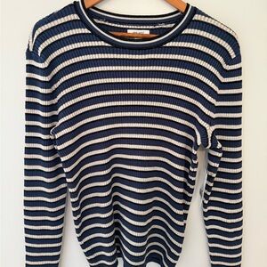 Nine West Navy and White Striped Sweater
